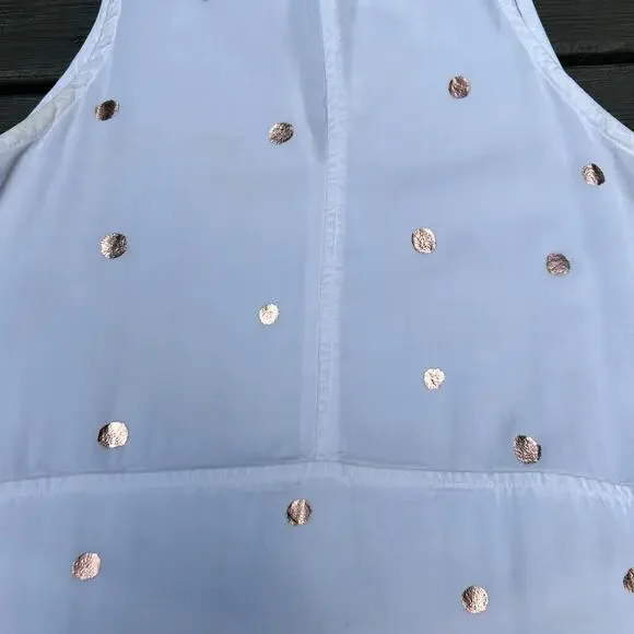 Anthropologie Cloth & Stone Polka Dot Seamed Dress White Rose Gold Size XS - Picture 3 of 11